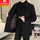 皮爾卡丹（pierre cardin）中長款雙面毛呢大衣男中青年羊毛呢冬季加厚可拆卸內膽鴨絨外套男 LY2316黑色中長款 (內膽脫卸) 厚款 XL (建議135-150斤)