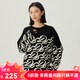 哥弟真的好（GIRDEAR）女裝字母撞色休閑寬松百搭純羊毛針織衫女A301470 黑 L (4碼)
