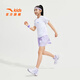 安踏兒童套裝女童裝2025夏季休閑速干短T+短褲兩件裝五分褲T恤短袖 純凈白5721-1 160