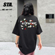 STA手寫(xiě)花卉字母logo短袖T恤男女款美式寬松涼感防曬t半袖情侶裝夏季 黑色 2XL
