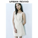 UR2025夏季新款女裝摩登氣質(zhì)通勤短款方領(lǐng)A字連衣裙UYY750075 米白 S