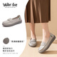 Walker Shop奧卡索女鞋休閑豆豆鞋女單鞋一腳蹬樂福鞋女媽媽鞋D151059灰色38