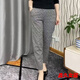 美安嘉千鳥格冰絲直筒哈倫褲子女夏季寬松顯瘦大碼休閑九分小腳褲運動褲 千鳥格子 XL 121-140斤
