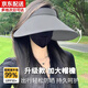 黛米安妮莎防曬帽子女夏季大檐遮臉遮陽帽防紫外線戶外騎車空頂涼帽太陽帽子 深灰色-飄帶防風繩 均碼（帽圍可調(diào)節(jié)）