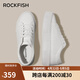 Rockfish厚底小白鞋女2024秋季新款增高女鞋休閑單鞋餅干松糕板鞋 皮面白色 37