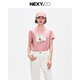 奈蔻NEXY.CO/奈蔻商場(chǎng)同款2025年夏季新款印花設計感短袖T恤上衣正肩 淡紅色 M