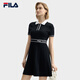 FILA 斐樂(lè)官方女裝編織連衣裙2025夏季新款時(shí)尚簡(jiǎn)約翻領(lǐng)修身裙子 傳奇藍(lán)-NV M 165/84A/M
