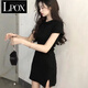 LPOX連衣裙女polo領(lǐng)打底連衣裙2025年夏季新款修身休閑包臀裙連衣裙女 黑色面料 L 適合106-120斤