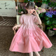 乖妮貓女童連衣裙夏裝2025新款洋氣兒童夏季裙子純棉小女孩泡泡袖公主裙 漸變粉 160 碼
