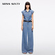MISS SIXTY2025春季新款牛仔連體褲女復(fù)古工裝一體式連衣褲 中藍(lán) S