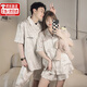 CEENIU情侶睡衣夏季2025年新款冰絲短袖高級(jí)感可外穿寬松男女家居服套裝 情侶睡衣【水墨-男】 XL
