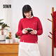 森馬不二馬聯(lián)名衛衣女圓領(lǐng)寬松打底衫春季刺繡上衣簡(jiǎn)約風(fēng) 中國紅60650 M