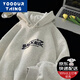 YOOOURTHING春季新款連帽衛(wèi)衣男潮牌港風(fēng)刺繡字母oversize帽衫上衣外套男女 白花灰 常規(guī) L 建議110-135斤