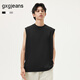 gxg.jeans男裝 多色個(gè)性刺繡寬松圓領(lǐng)無(wú)袖背心男 25年夏新品 黑色 L (175)