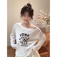韓系白色小狗印花長(cháng)袖t恤女夏季新款薄款微透寬松防曬罩衫上衣服 白色 L