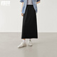 對白氣質(zhì)通勤直筒半身裙女2026年夏季新款松緊腰垂感百搭顯瘦長(cháng)裙 靜謐黑 M