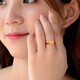 蒂蔻（Tico）足金玫瑰花黃金戒指女3D硬金轉(zhuǎn)運(yùn)珠編織紅繩指環(huán)女友老婆生日禮物
