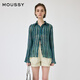 moussy【新復(fù)古回潮】 復(fù)古森系風(fēng)條紋褶裥雪紡襯衫女010ISS30-8781 035花紋綠色 均碼