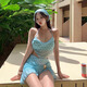 瑜尚臻品泳衣女2025新款絕美高端分體裙式高級感渡假溫泉游泳衣薄荷曼波綠 綠色 均碼 (建議80-120斤）