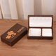 實(shí)木首飾盒便攜小巧精致復古小眾手鐲手飾品收納盒中國風(fēng) 胡桃木色【四葉草】白色絨
