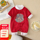 G.DUCK KIDS小黃鴨嬰兒衣服中國風(fēng)抓周新生兒連體衣男寶寶滿(mǎn)月百日宴周歲禮服紅色90碼建議80-90cm1歲半-2歲cm