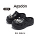 奧古獅登（Agsdon）洞洞鞋女夏季新款兩穿鏤空透氣涼拖女涼鞋852066黑幻彩兔39-40