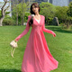 KAHTOP2025夏季新款防曬衣女長(cháng)款連衣裙防紫外線(xiàn)冰絲長(cháng)裙全身防曬服XYG 玫紅色 M 80-120斤