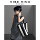 VIBE RING小眾黑白條紋水桶包包2025新款高級感帆布包大容量托特包 黑白條紋