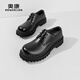 奧康男鞋 春秋季時(shí)尚厚底德比鞋潮流休閑皮鞋青年大頭鞋通勤鞋 黑色 1243314103K 42 (260mm)