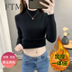 斐特瑪秋冬加絨毛衣女加厚一體絨內(nèi)搭半高領(lǐng)套頭針織打底衫保暖上衣2024 黑色（加厚一體絨） L