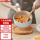 HYUNDAI韓國(guó)電煮鍋多功能小電火鍋不粘煮面煎蛋電熱小炒鍋火鍋宿舍鍋小電鍋煮面鍋 1.6升白色機(jī)械款