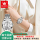 歐利時(shí)2025新款小方形表盤(pán)手表女輕奢小眾高級感簡(jiǎn)約防水全自動(dòng)機械表女 鋼帶本白女（14mm寬）