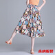 萱圖婭夏季新款韓版雪紡碎花寬松型大腳褲高腰口袋印花闊腿裙褲女潮 多彩色 471 XL