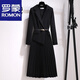 羅蒙（ROMON）輕奢女裝法式v領(lǐng)西裝連衣裙女2025春秋季新款高級感氣質(zhì)顯瘦裙子 黑色 L