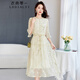 衣典零一（LEDIALYI）杭州品牌真絲連衣裙女2025夏季新款中年高級感桑蠶絲碎花裙子夏天 米色 XL