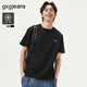 gxgjeans男裝 多色后背趣味印花個(gè)性時(shí)尚短袖T恤男生 25夏季新款 黑色 XL (180)