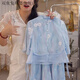 雙魚兔女童夏季繡花漢服套裝上衣闊腿褲兩件套中大童漢服中式國風(fēng)母女裝 單發(fā)簪-買兩套衣服送一個(gè) 100
