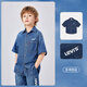 LEVI'S李維斯童裝兒童牛仔短袖襯衫夏季男童舒適短袖襯衣 圣得西藍(lán)
