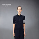 THOM BROWNE[TB]湯姆布朗[6期免息]女士四條紋羊毛針織POLO衫毛衣 海軍藍色 38