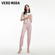 VEROMODA牛仔褲女高腰蘿卜褲百搭七分褲純色棉質(zhì)326I006 J7G謹冰牛仔粉色 S