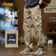 吉普（JEEP）【冰絲薄款】2025夏季新款男士休閑褲男闊腿寬松直筒工裝褲子男褲