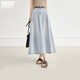 對白復古淺色牛仔半身裙女2026夏新款設計感時(shí)髦顯瘦垂感A字傘裙 淺牛仔色 S
