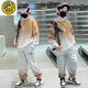 G. DUCKKIDS小黃鴨男童春裝套裝2025新款春秋季兒童中大童男孩網紅衛(wèi)衣運動服 h漸變長袖套裝-咖色 140 cm(建議身高125-135)