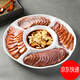 JAHE家用鹵水拼盤酒店飯店盤子干果點心小吃分格盤多格五格盤陶瓷餐盤 10英寸直徑25厘米
