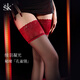 SK「孔雀翎」絲襪女薄款防勾絲紅邊蕾絲長(cháng)筒過(guò)膝襪黑色性感大腿襪 酒紅 均碼 蕾絲硅膠長(cháng)筒襪禮盒裝