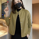 AEMAPE2025年春秋新款小個(gè)子女短款韓版顯瘦時(shí)尚機(jī)車百搭?yuàn)A克外套潮 橄欖黃 XL 建議120-140斤