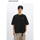 太平鳥(niǎo)男裝男士T恤晚心聯(lián)名水洗做舊體恤夏寬松刺繡短袖T恤 黑色 S