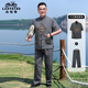 老爺車(chē)（LAOYECHE）爸爸裝夏季新款唐裝套裝男中老年衣服中國(guó)風(fēng)印花送父親禮物實(shí)用