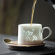 唐豐玲瓏瓷茶杯咖啡杯蝶帶勺羊脂玉白瓷馬克杯辦公室下午茶泡茶杯子 玲瓏瓷馬克杯-荷花