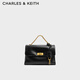 CHARLES&KEITH中號kerry郵差包單肩包斜挎包包女包生日七夕禮物CK2-80782515 Black黑色 中包